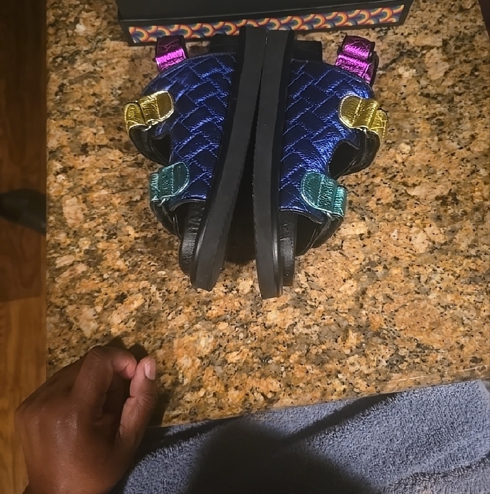 Kurt Geiger Multi-Color Adjustable Strap Sandals Size 7.5 - Picture 3 of 7